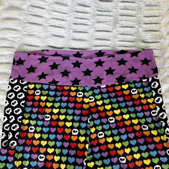 Handmade Leggings Women’s 2XL Colorful Heart Skull Star Gothic Emo Yoga Pants - Picture 3 of 6
